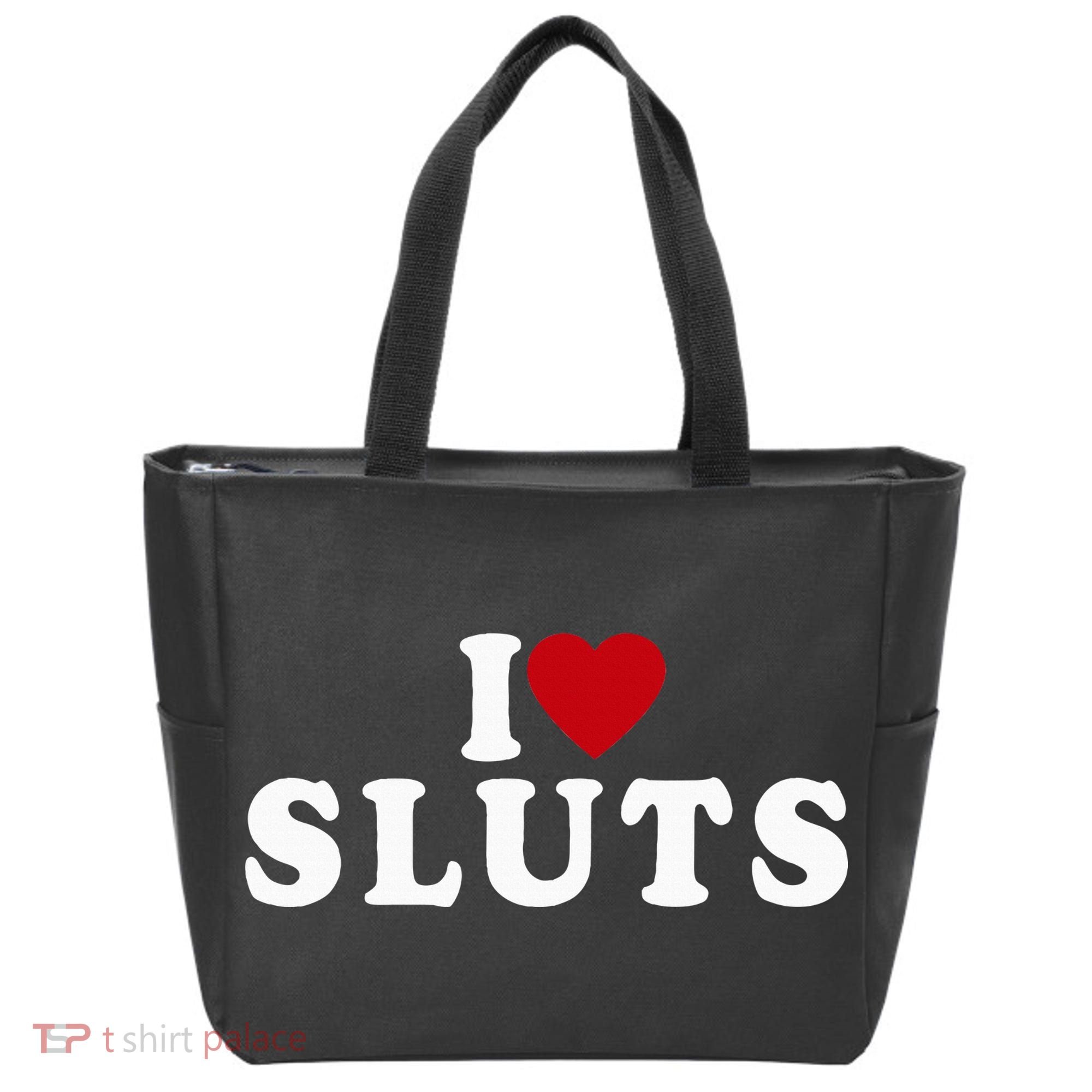 I Love Sluts Heart Tote Bag