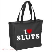 I Love Sluts Heart Tote Bag thumb 2