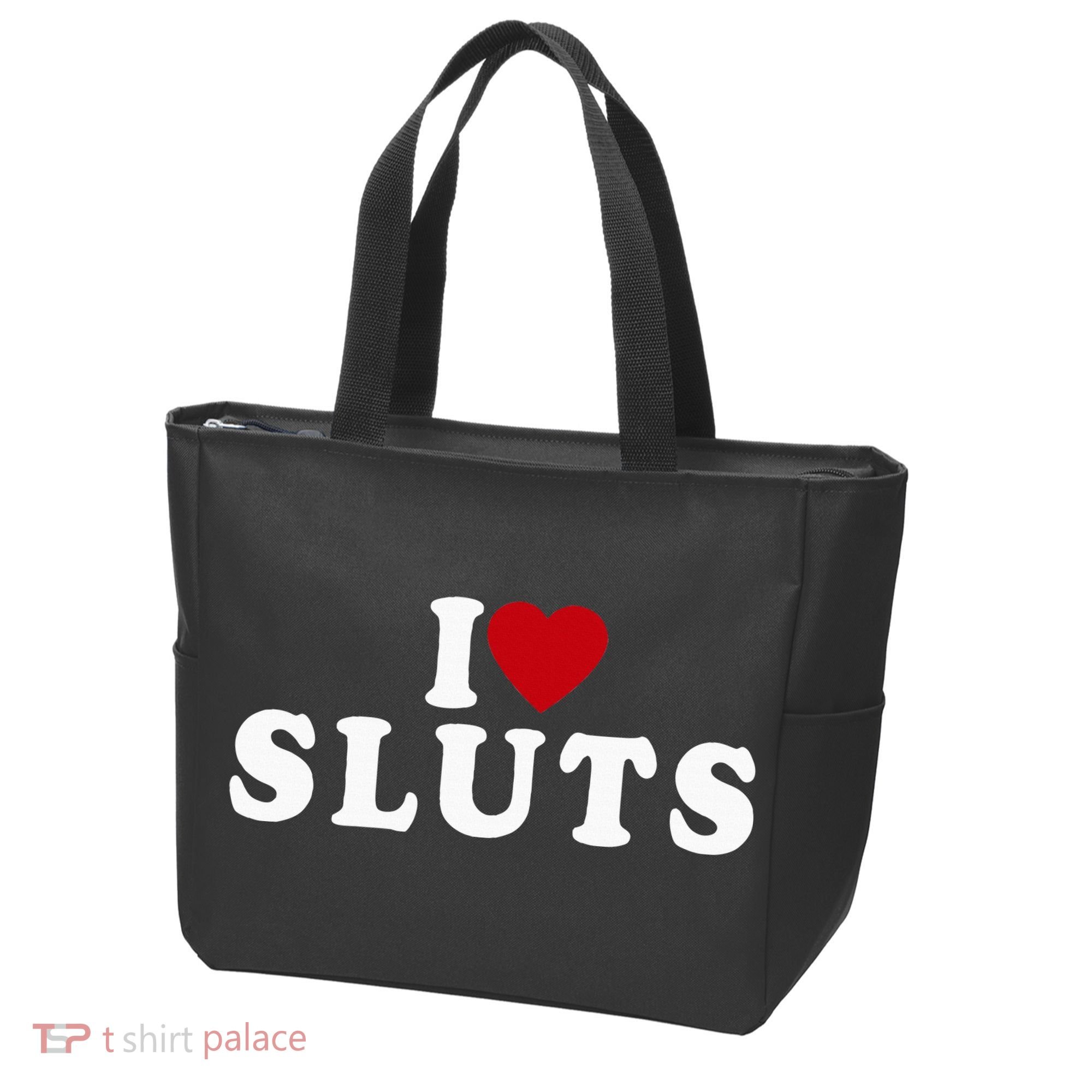 I Love Sluts Heart Tote Bag