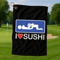 I Love Sushi Adult Golf Towel thumb 1