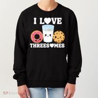 I Love Threesomes Donut Cookie Milk Valentine Pun Women's Sweatshirt thumb 0