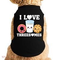 I Love Threesomes Donut Cookie Milk Valentine Pun Doggie Tank thumb 0