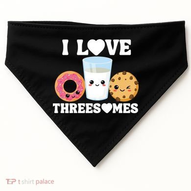 I Love Threesomes Donut Cookie Milk Valentine Pun USA-Made Doggie Bandana