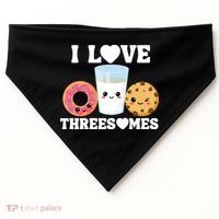 I Love Threesomes Donut Cookie Milk Valentine Pun USA-Made Doggie Bandana thumb 0