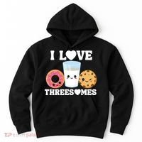 I Love Threesomes Donut Cookie Milk Valentine Pun Hoodie thumb 0