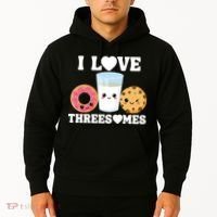 I Love Threesomes Donut Cookie Milk Valentine Pun Hoodie thumb 2