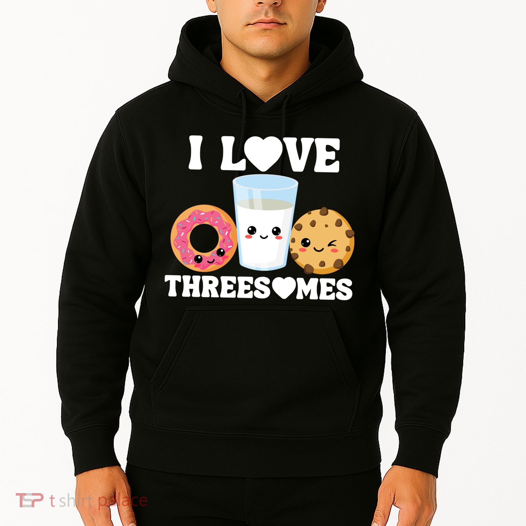 I Love Threesomes Donut Cookie Milk Valentine Pun Hoodie