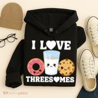 I Love Threesomes Donut Cookie Milk Valentine Pun Hoodie thumb 4