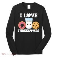 I Love Threesomes Donut Cookie Milk Valentine Pun Long Sleeve Shirt thumb 0