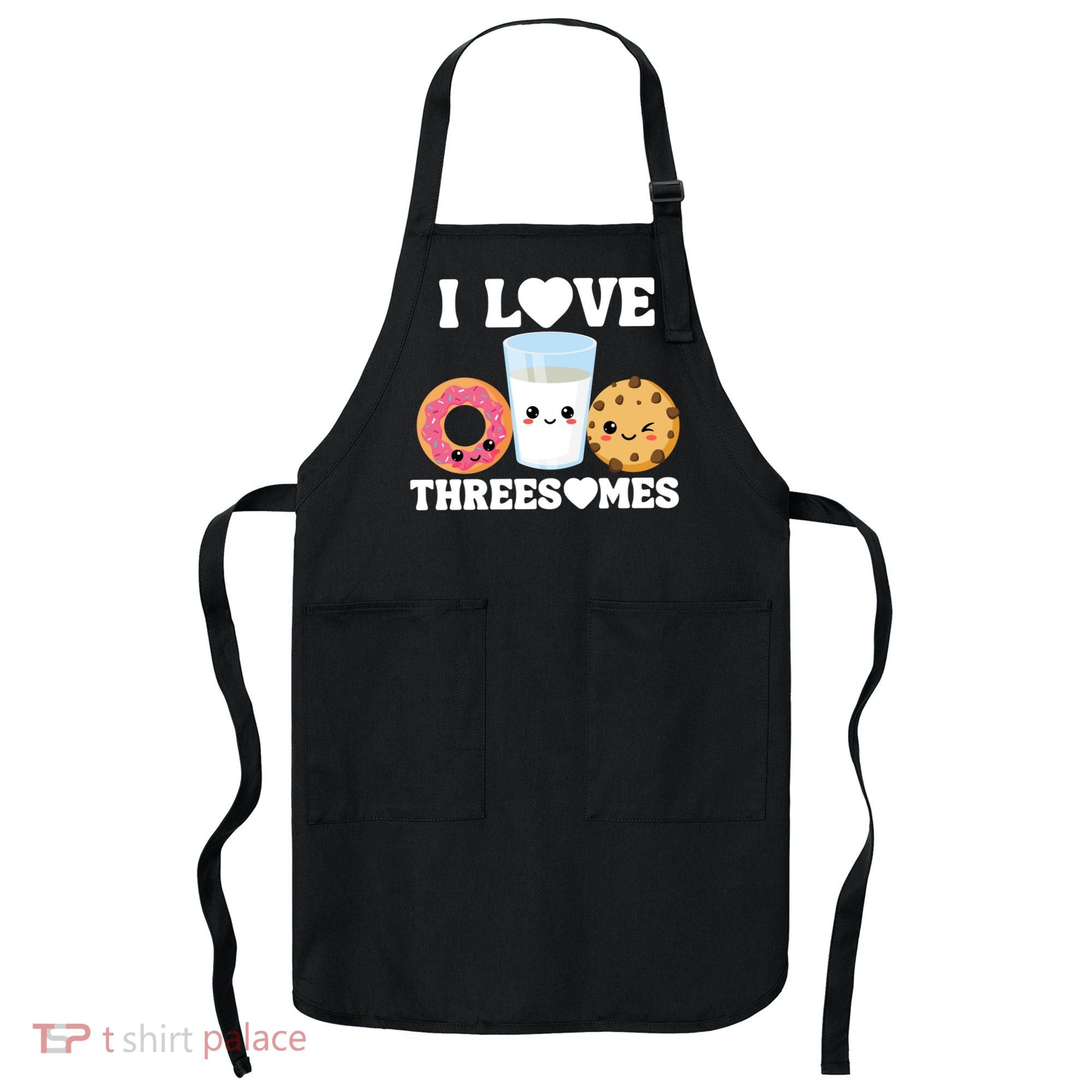 I Love Threesomes Donut Cookie Milk Valentine Pun Apron