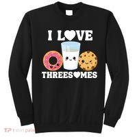 I Love Threesomes Donut Cookie Milk Valentine Pun Sweatshirt thumb 0