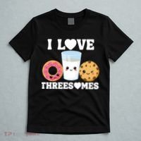I Love Threesomes Donut Cookie Milk Valentine Pun T-Shirt thumb 5