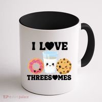 I Love Threesomes Donut Cookie Milk Valentine Pun Coffee Mug thumb 1
