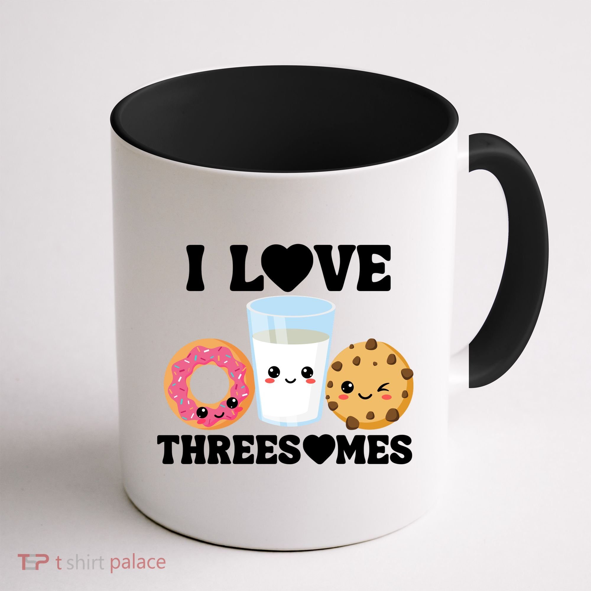 I Love Threesomes Donut Cookie Milk Valentine Pun Coffee Mug