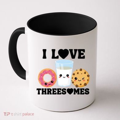 I Love Threesomes Donut Cookie Milk Valentine Pun Coffee Mug