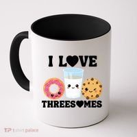 I Love Threesomes Donut Cookie Milk Valentine Pun Coffee Mug thumb 0