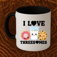 I Love Threesomes Donut Cookie Milk Valentine Pun Coffee Mug thumb 2