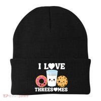 I Love Threesomes Donut Cookie Milk Valentine Pun Beanie thumb 0