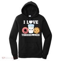 I Love Threesomes Donut Cookie Milk Valentine Pun Women's Hoodie thumb 0