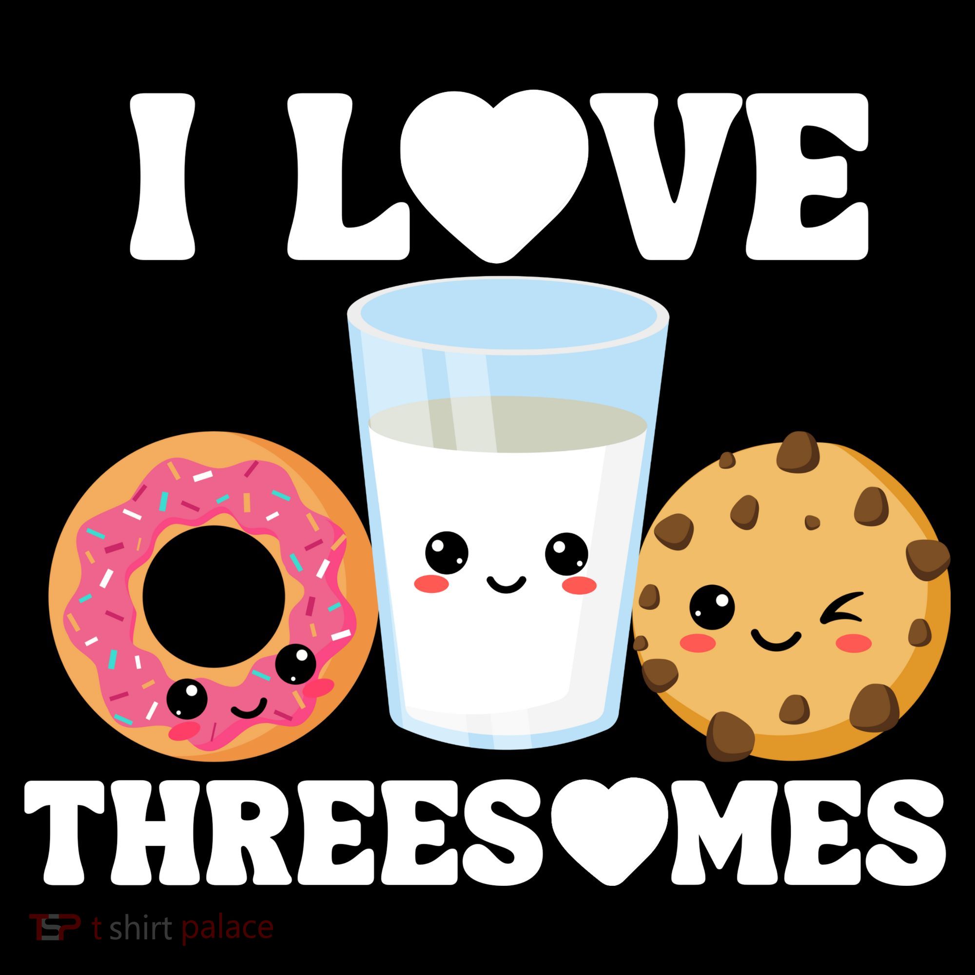 I Love Threesomes Donut Cookie Milk Valentine Pun Women's Hoodie