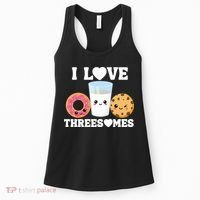 I Love Threesomes Donut Cookie Milk Valentine Pun Women's Tank Top thumb 0