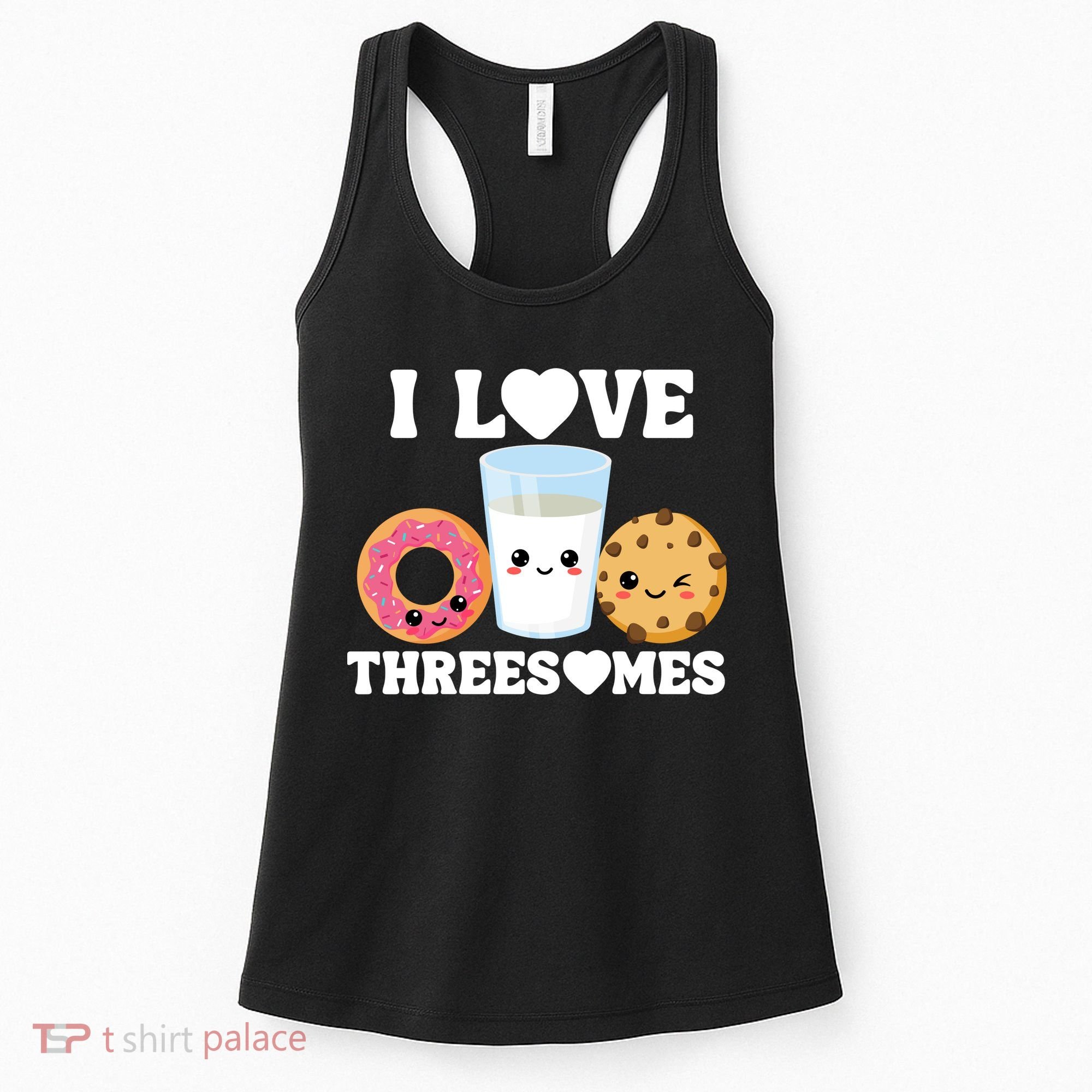 I Love Threesomes Donut Cookie Milk Valentine Pun Women's Tank Top