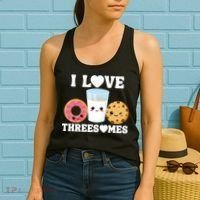 I Love Threesomes Donut Cookie Milk Valentine Pun Women's Tank Top thumb 2