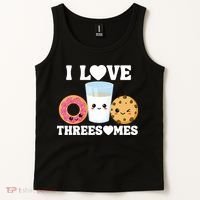 I Love Threesomes Donut Cookie Milk Valentine Pun Tank Top thumb 2