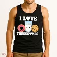 I Love Threesomes Donut Cookie Milk Valentine Pun Tank Top thumb 3