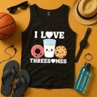 I Love Threesomes Donut Cookie Milk Valentine Pun Tank Top thumb 4