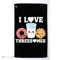 I Love Threesomes Donut Cookie Milk Valentine Pun Golf Towel thumb 0