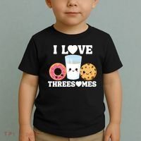 I Love Threesomes Donut Cookie Milk Valentine Pun Toddler T-Shirt thumb 2