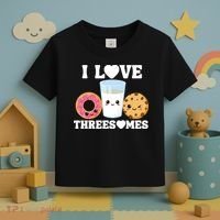 I Love Threesomes Donut Cookie Milk Valentine Pun Toddler T-Shirt thumb 3