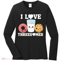 I Love Threesomes Donut Cookie Milk Valentine Pun Women's Long Sleeve Shirt thumb 0