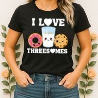 I Love Threesomes Donut Cookie Milk Valentine Pun Women's T-Shirt thumb 2