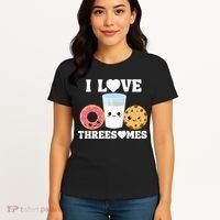 I Love Threesomes Donut Cookie Milk Valentine Pun Women's T-Shirt thumb 4