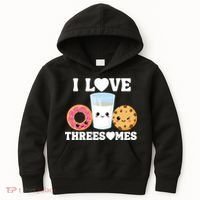 I Love Threesomes Donut Cookie Milk Valentine Pun Kids Hoodie thumb 0