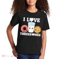 I Love Threesomes Donut Cookie Milk Valentine Pun Kids T-Shirt thumb 2