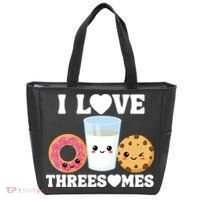 I Love Threesomes Donut Cookie Milk Valentine Pun Tote Bag thumb 0