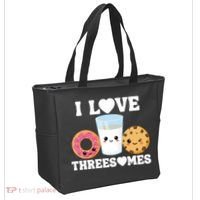 I Love Threesomes Donut Cookie Milk Valentine Pun Tote Bag thumb 2