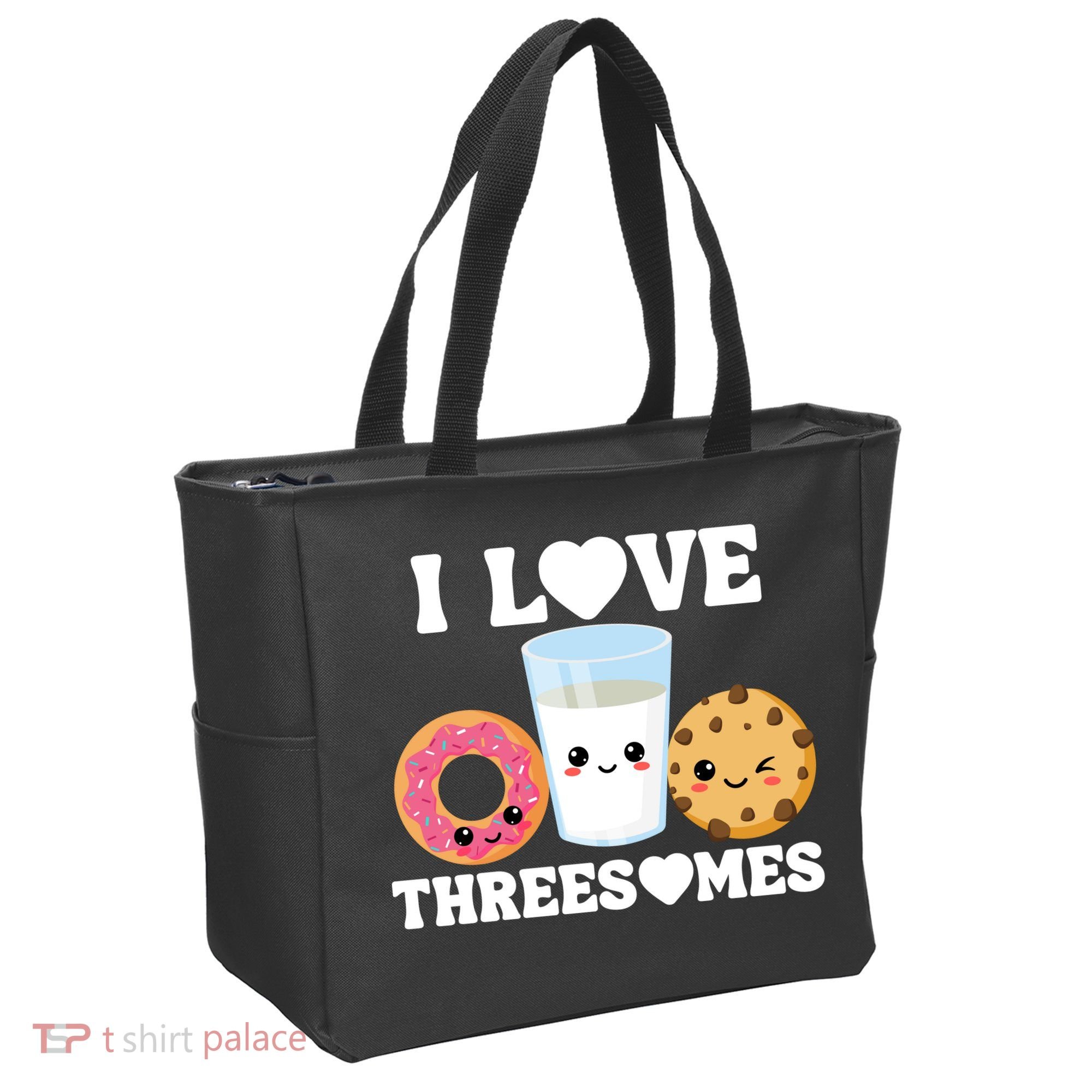 I Love Threesomes Donut Cookie Milk Valentine Pun Tote Bag