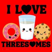 I Love Threesomes Donut Cookie Milk Valentine Pun Santa Hat thumb 1