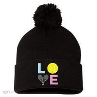 I Love Tennis Tennis Player Pom Pom 12in Knit Beanie thumb 0