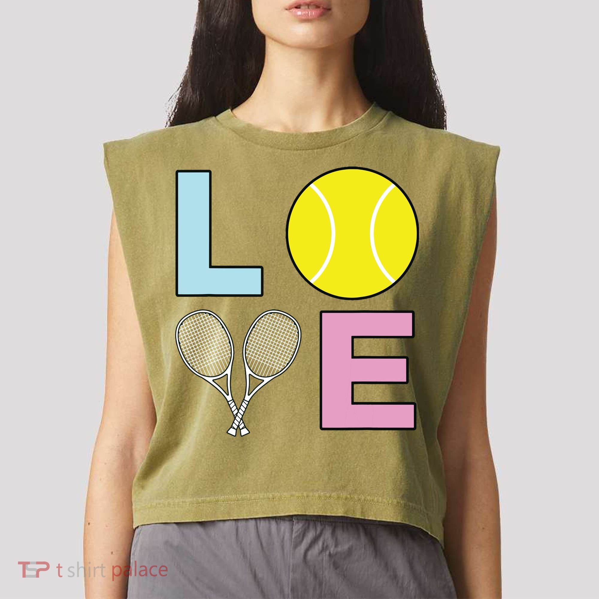 I Love Tennis Tennis Player Garment-Dyed Women's Muscle Tee