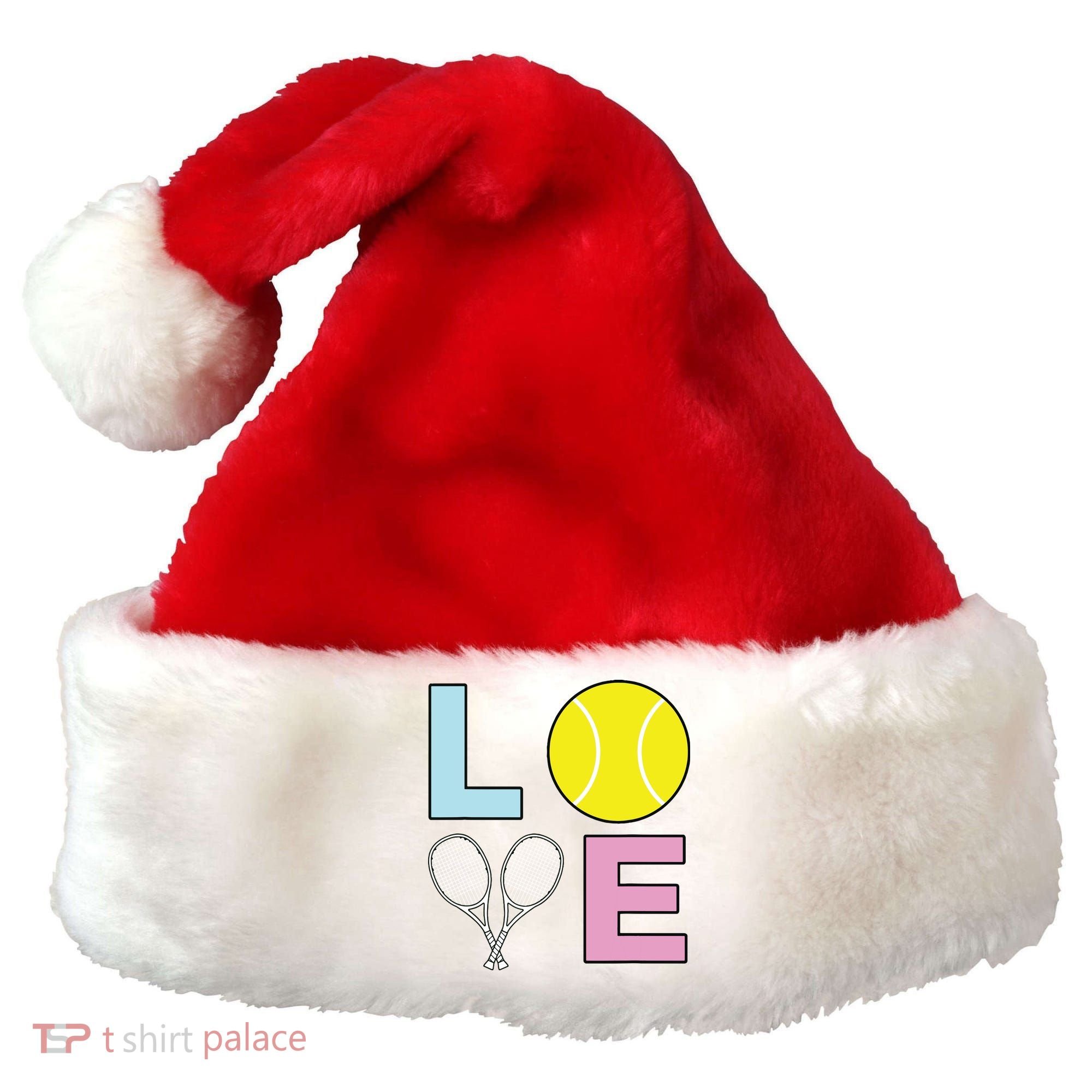 I Love Tennis Tennis Player Santa Hat