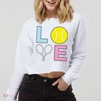I Love Tennis Tennis Player Cropped Pullover Crew thumb 2