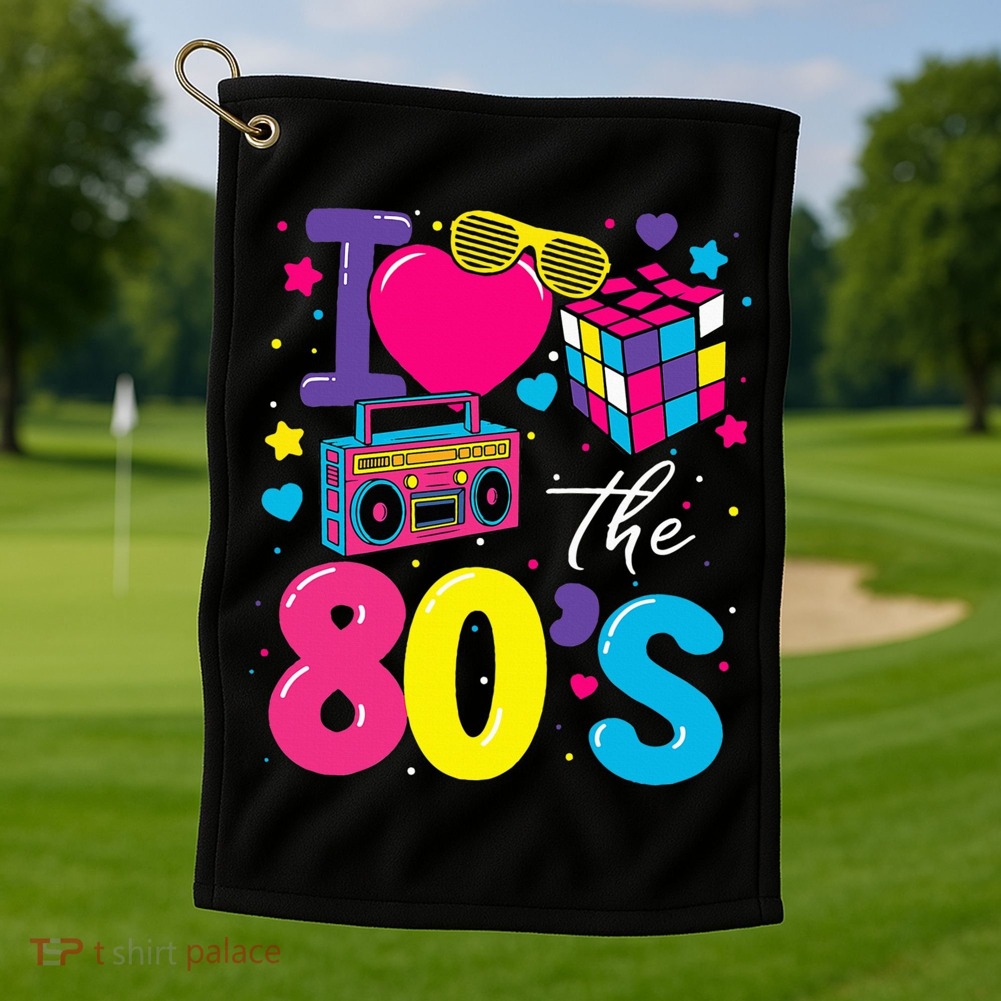 I Love The 80s 80's Party Retro birthday  Golf Towel
