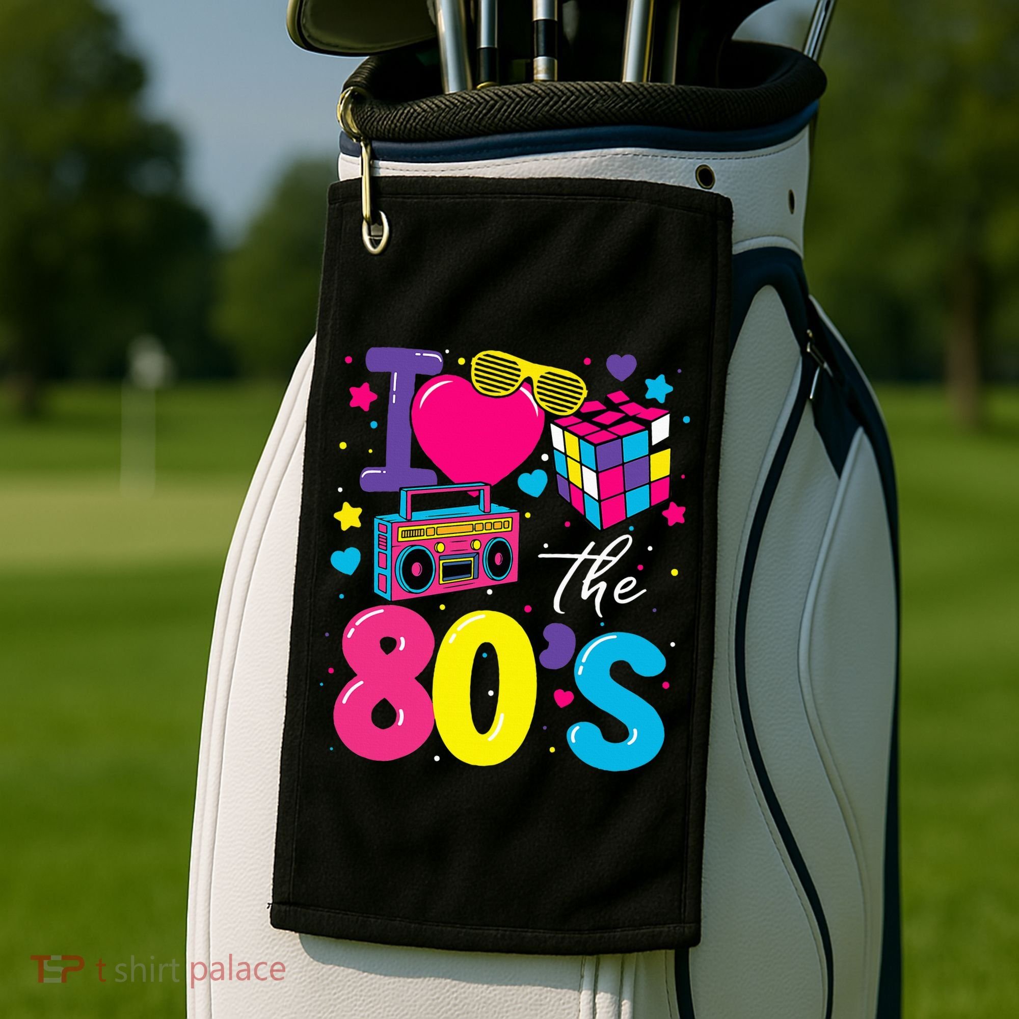 I Love The 80s 80's Party Retro birthday  Golf Towel