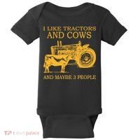 I Like Tractors And Cows And Maybe 3 People Farmer Baby Bodysuit thumb 0