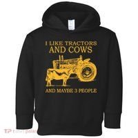 I Like Tractors And Cows And Maybe 3 People Farmer Toddler Hoodie thumb 0